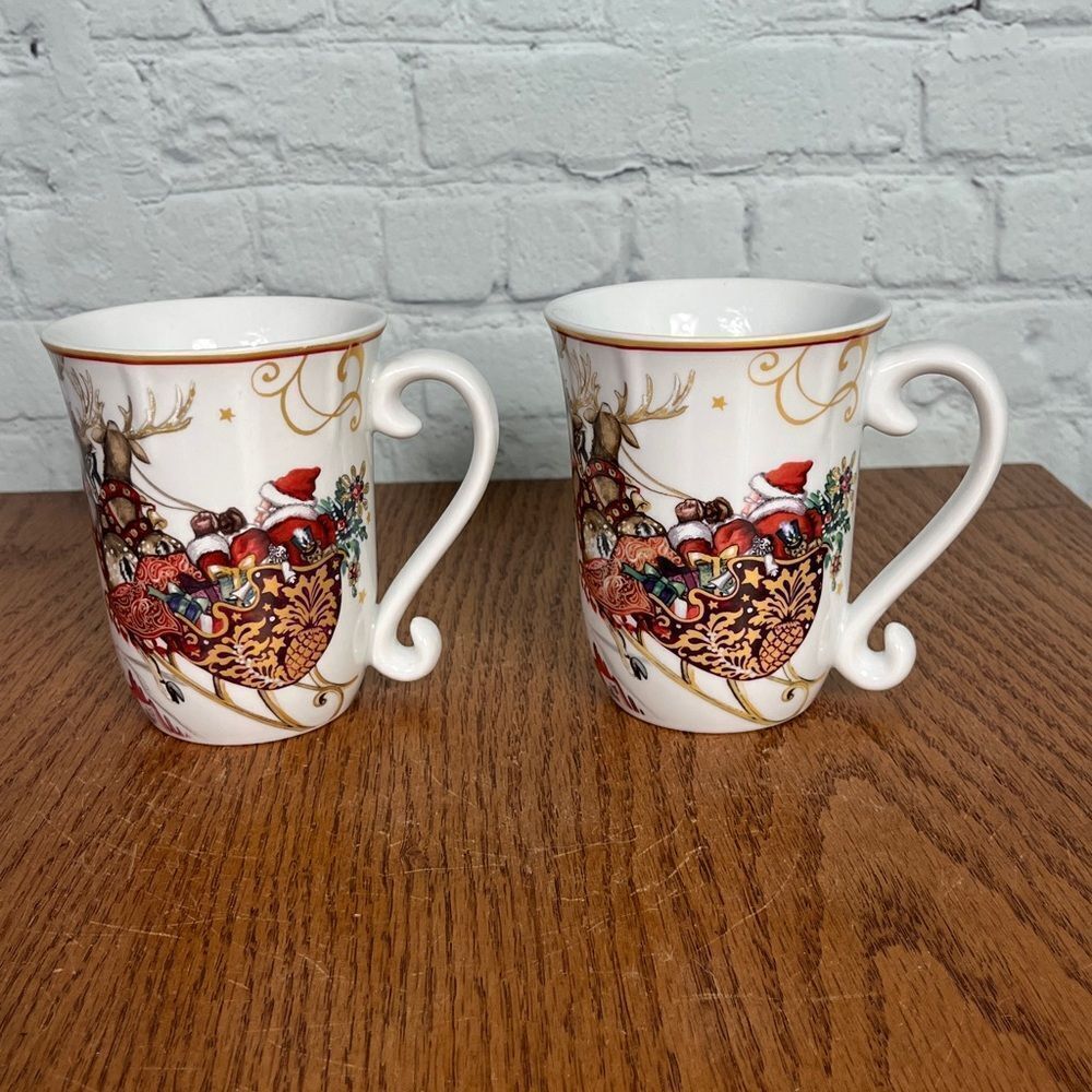 Williams Sonoma | Set of 2 Twas The Night Before Christmas Holiday Mugs 🎅🏻 🦌